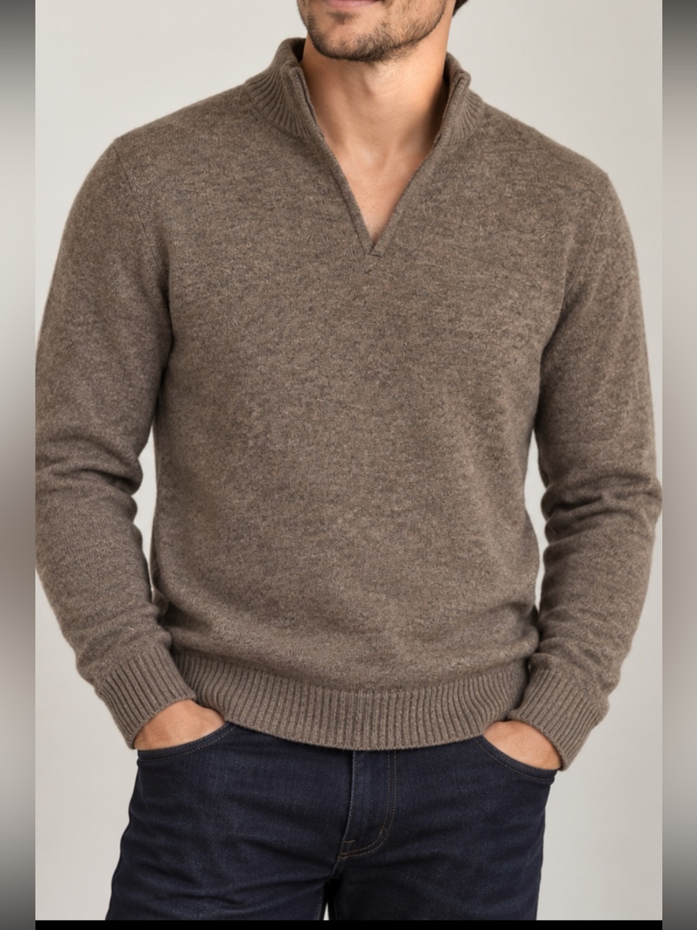 J.Crew Men’s Small Slim 100% Lambswool V-Neck Shawl Collar Sweater Gray